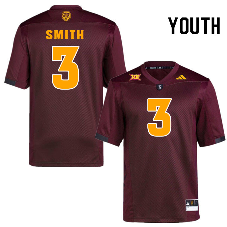 Youth #3 Clayton Smith Arizona State Sun Devils College Football Jerseys Stitched-Maroon